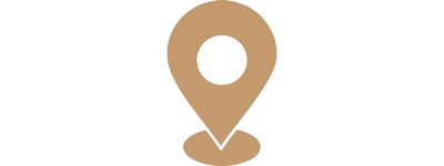 Gold map pin icon with a circular hole in the center.
